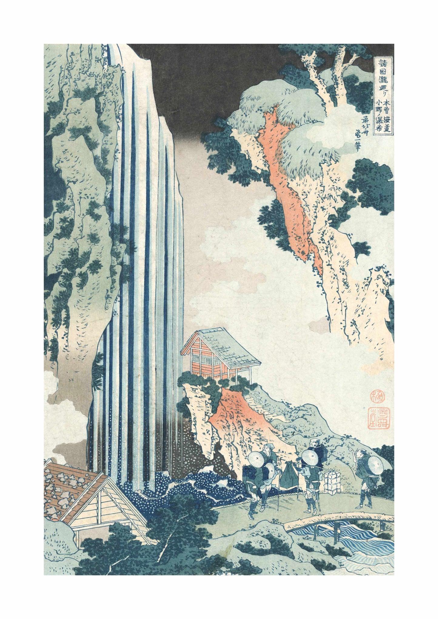 Ono Waterfall on the Kisokaidō (Kisokaidō Ono no bakufu) - Katsushika Hokusai