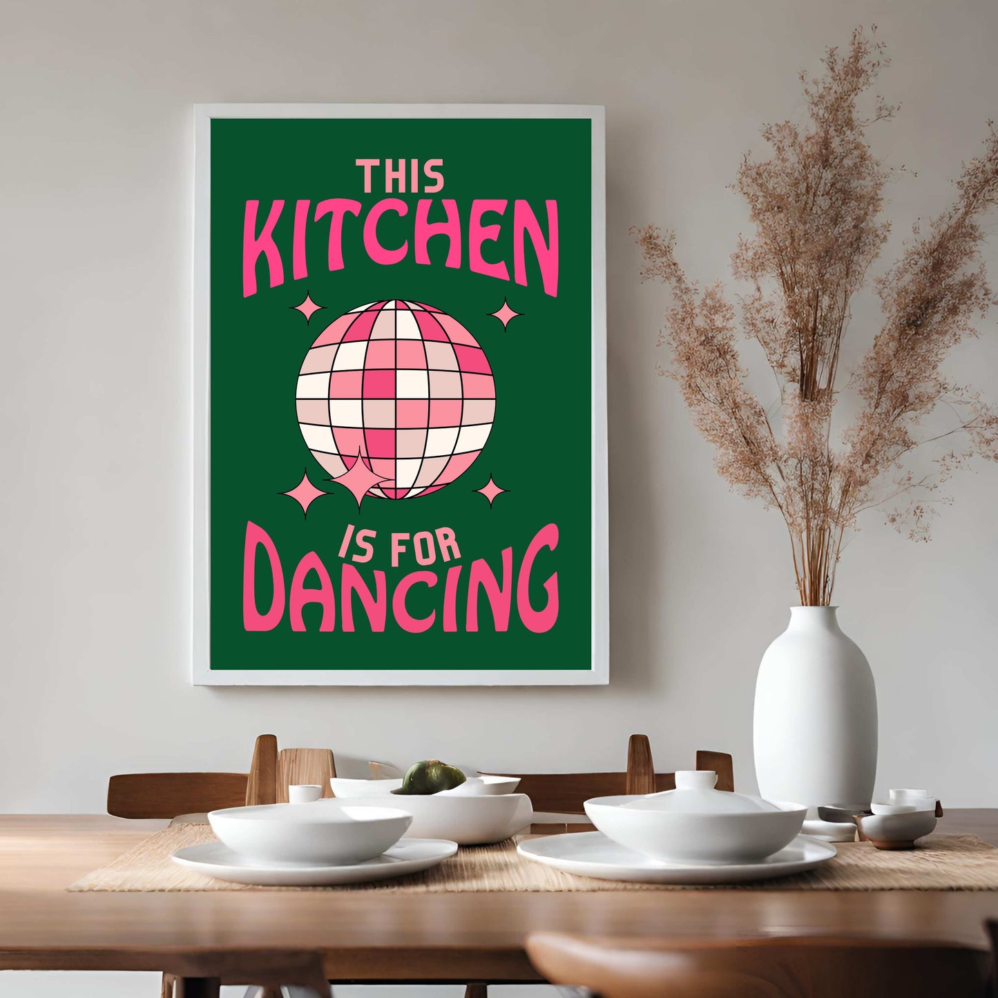Kitchen Is For Dancing - Green/Pink