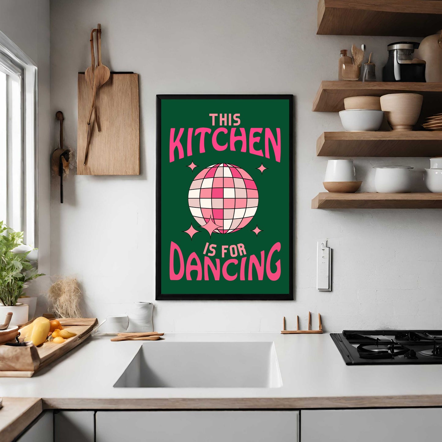 Kitchen Is For Dancing - Green/Pink