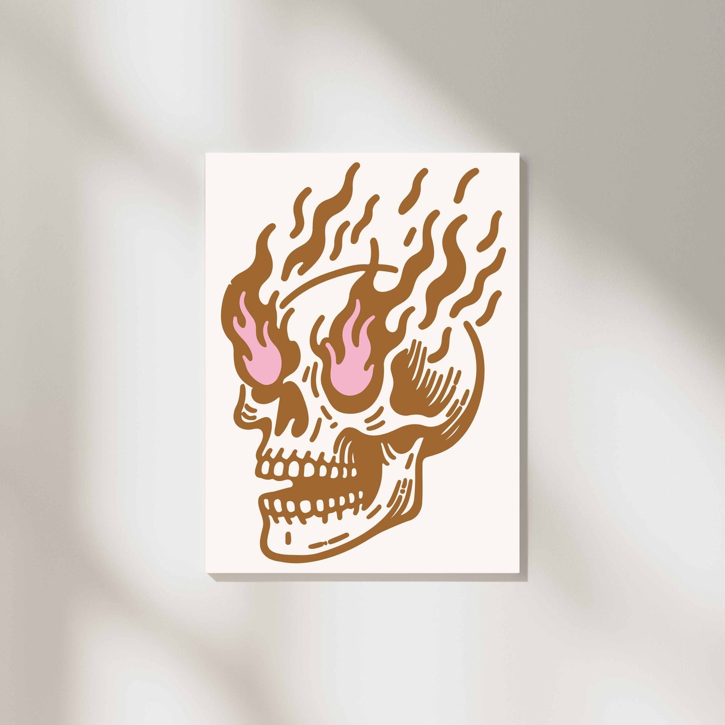 Flaming Skull - Brown/Pink