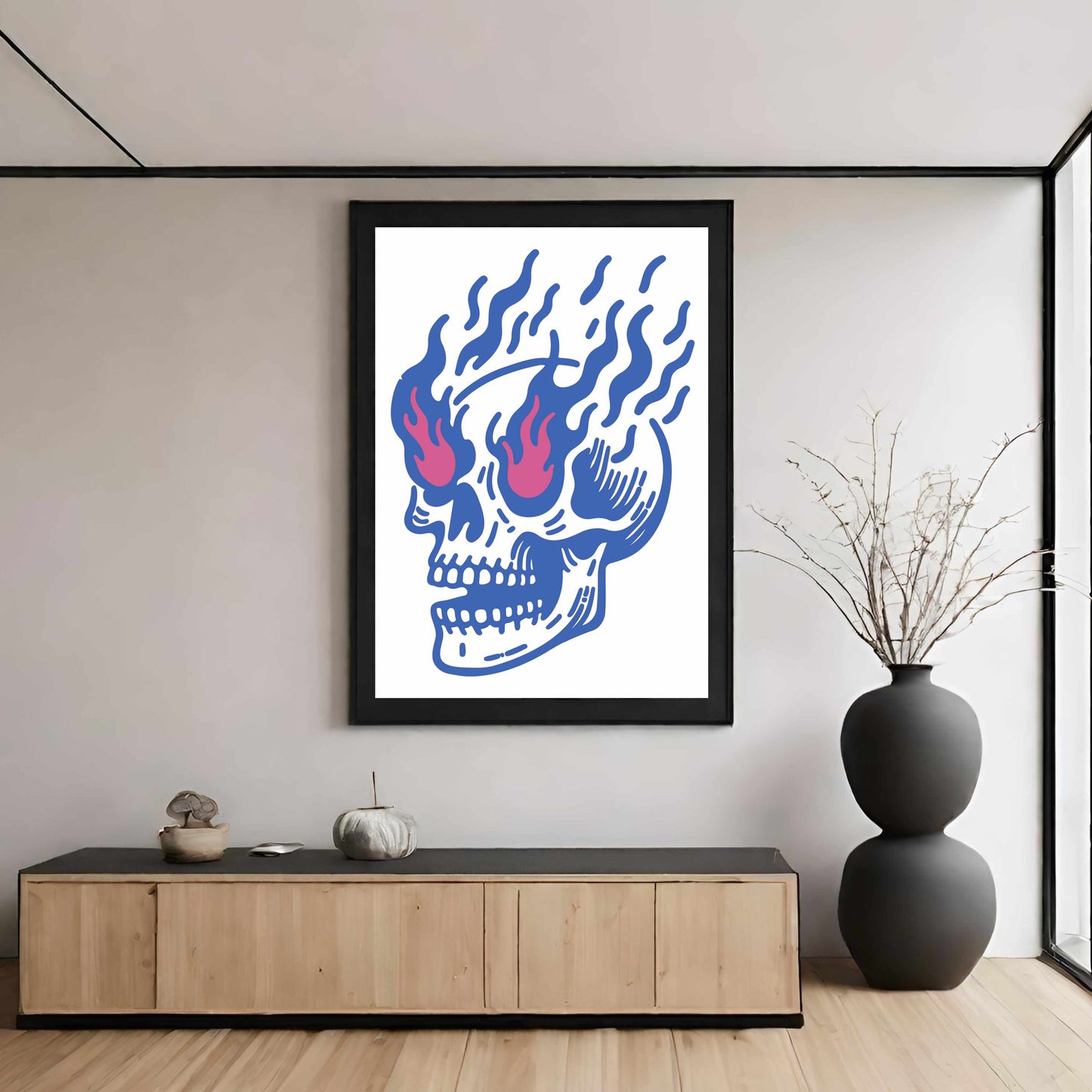 Flaming Skull - Blue/Pink