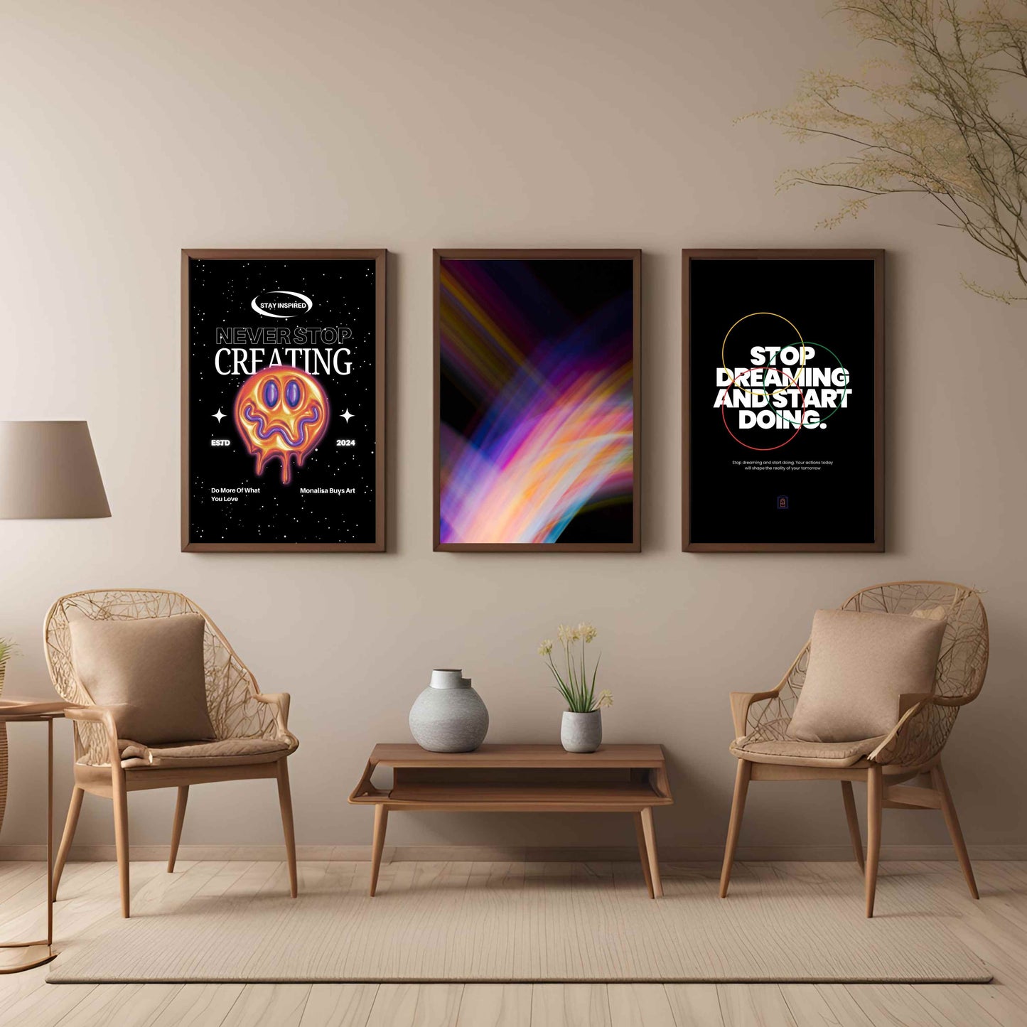 Abstract Black & White Illustrations- Set Of 3
