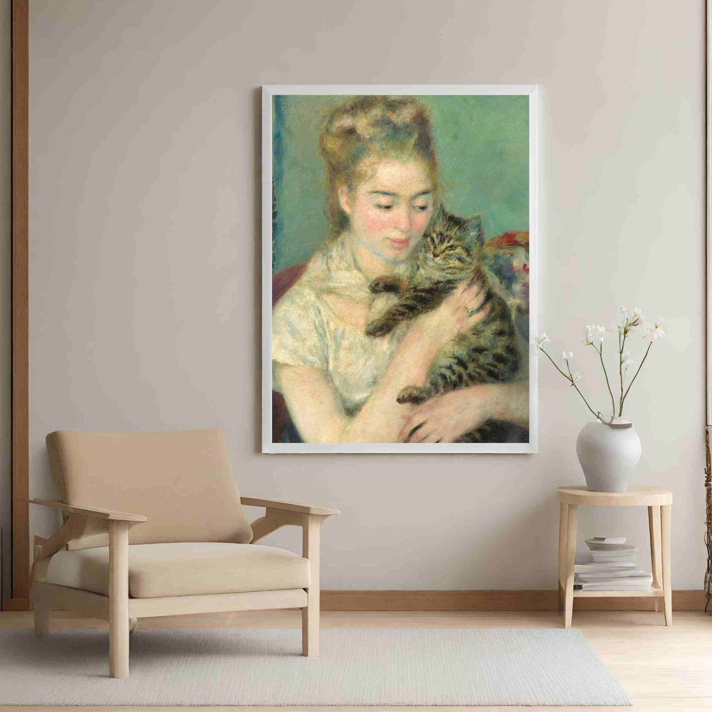 Woman with a Cat - Auguste Renoir 1875