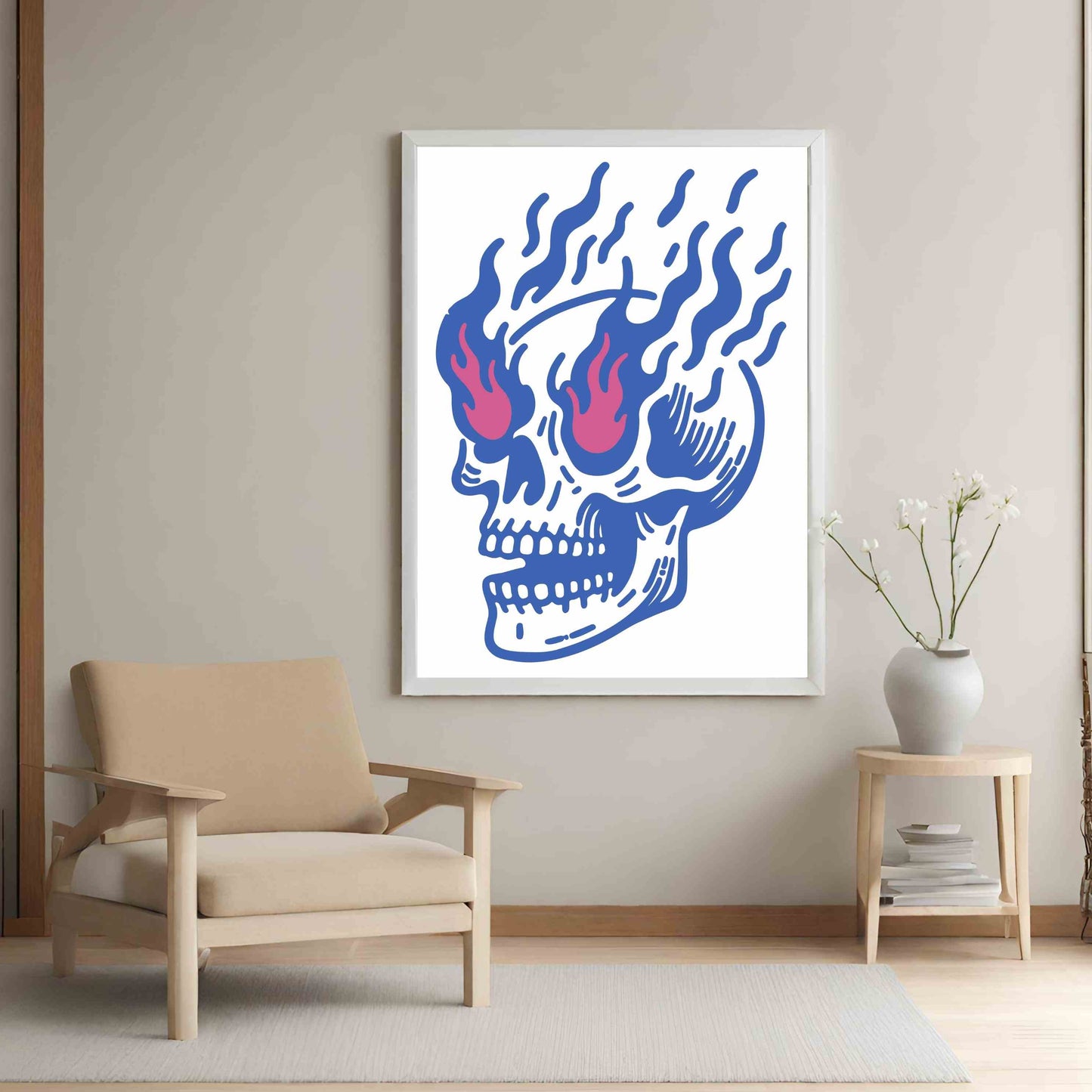 Flaming Skull - Blue/Pink