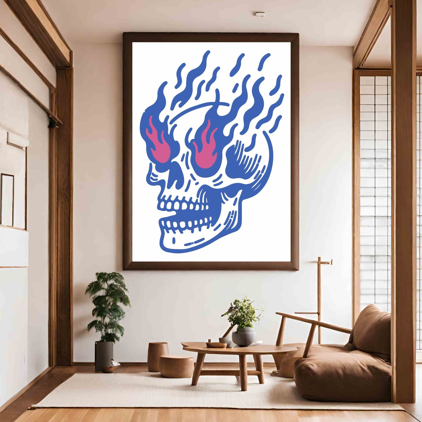 Flaming Skull - Blue/Pink