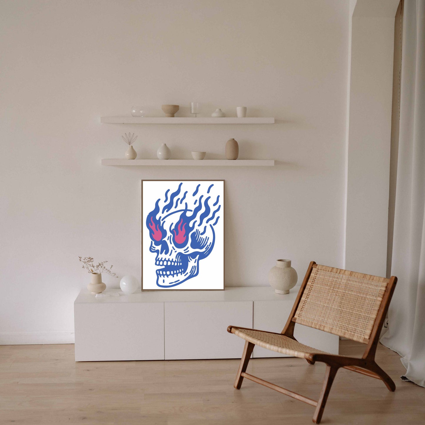 Flaming Skull - Blue/Pink
