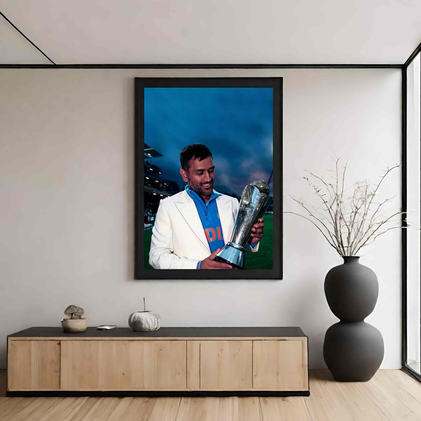 M.S Dhoni - With The World Cup Trophy