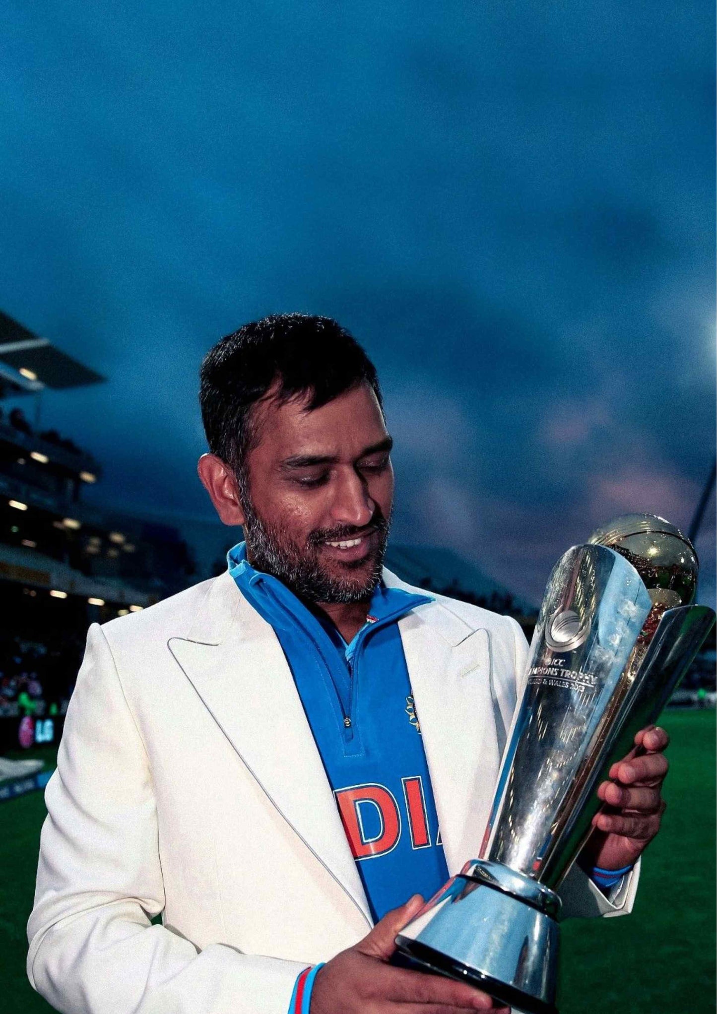 M.S Dhoni - With The World Cup Trophy