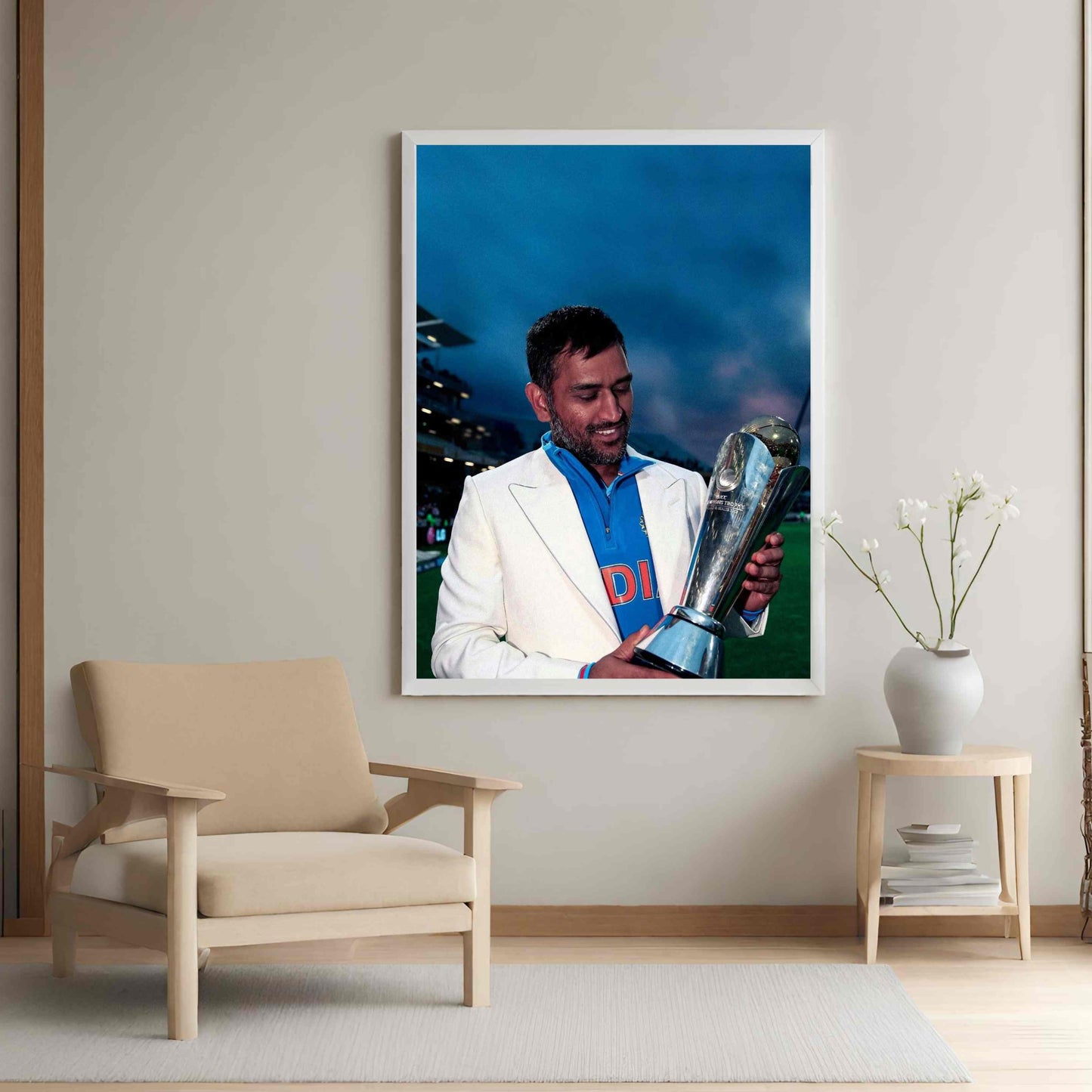 M.S Dhoni - With The World Cup Trophy