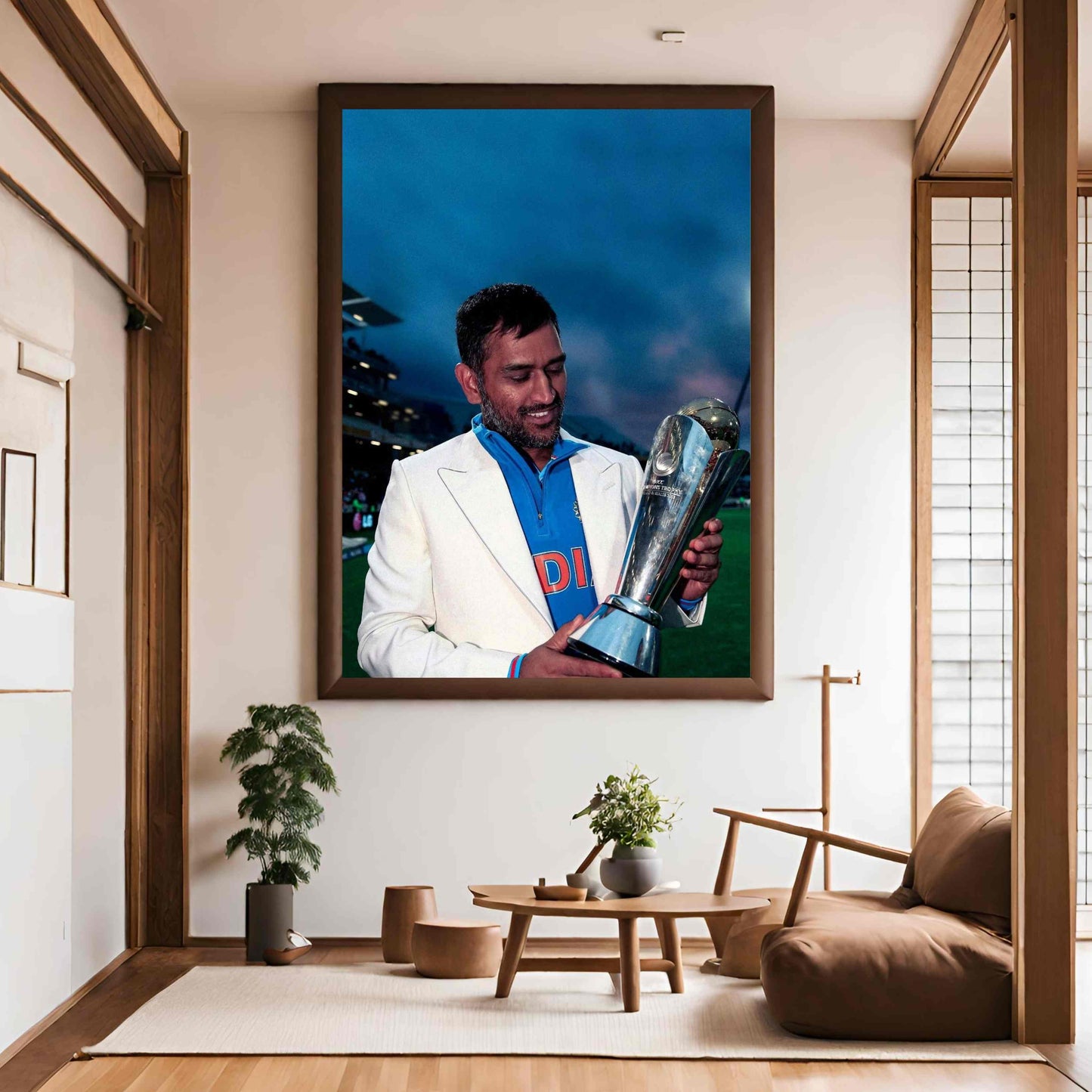 M.S Dhoni - With The World Cup Trophy