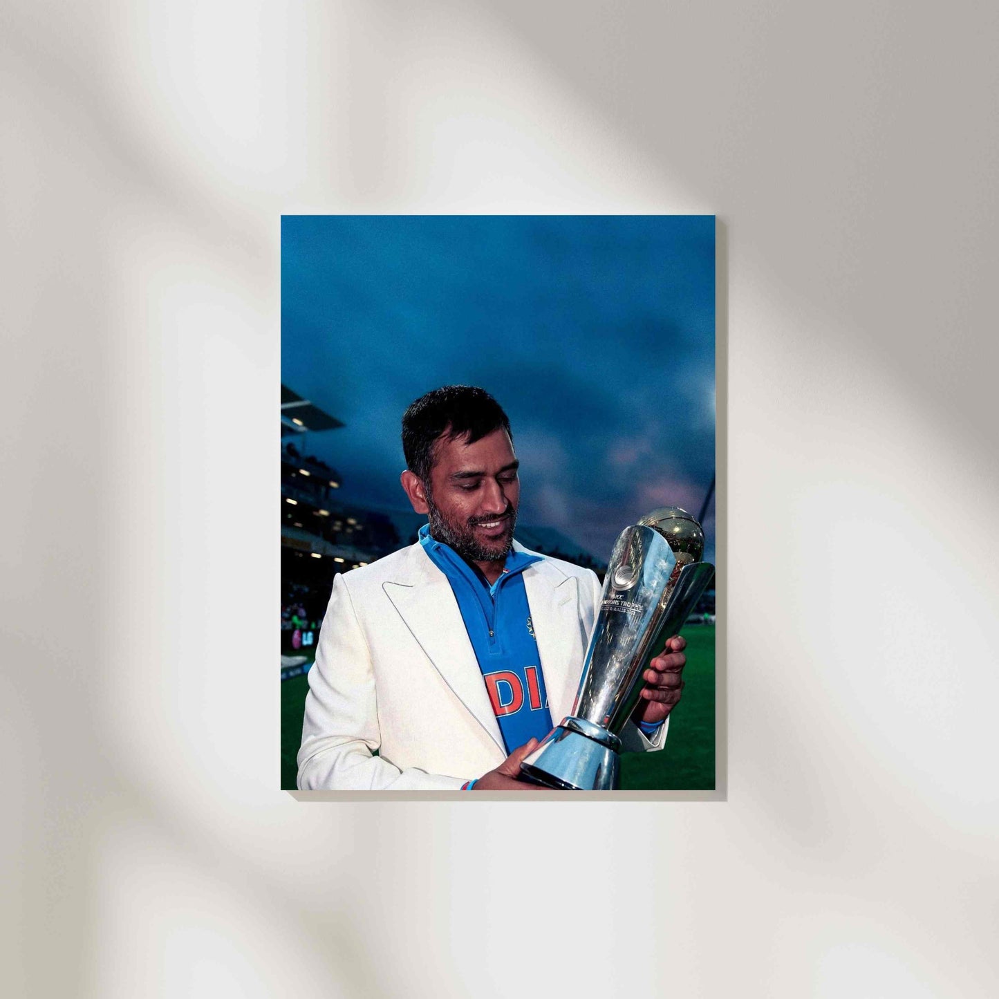 M.S Dhoni - With The World Cup Trophy