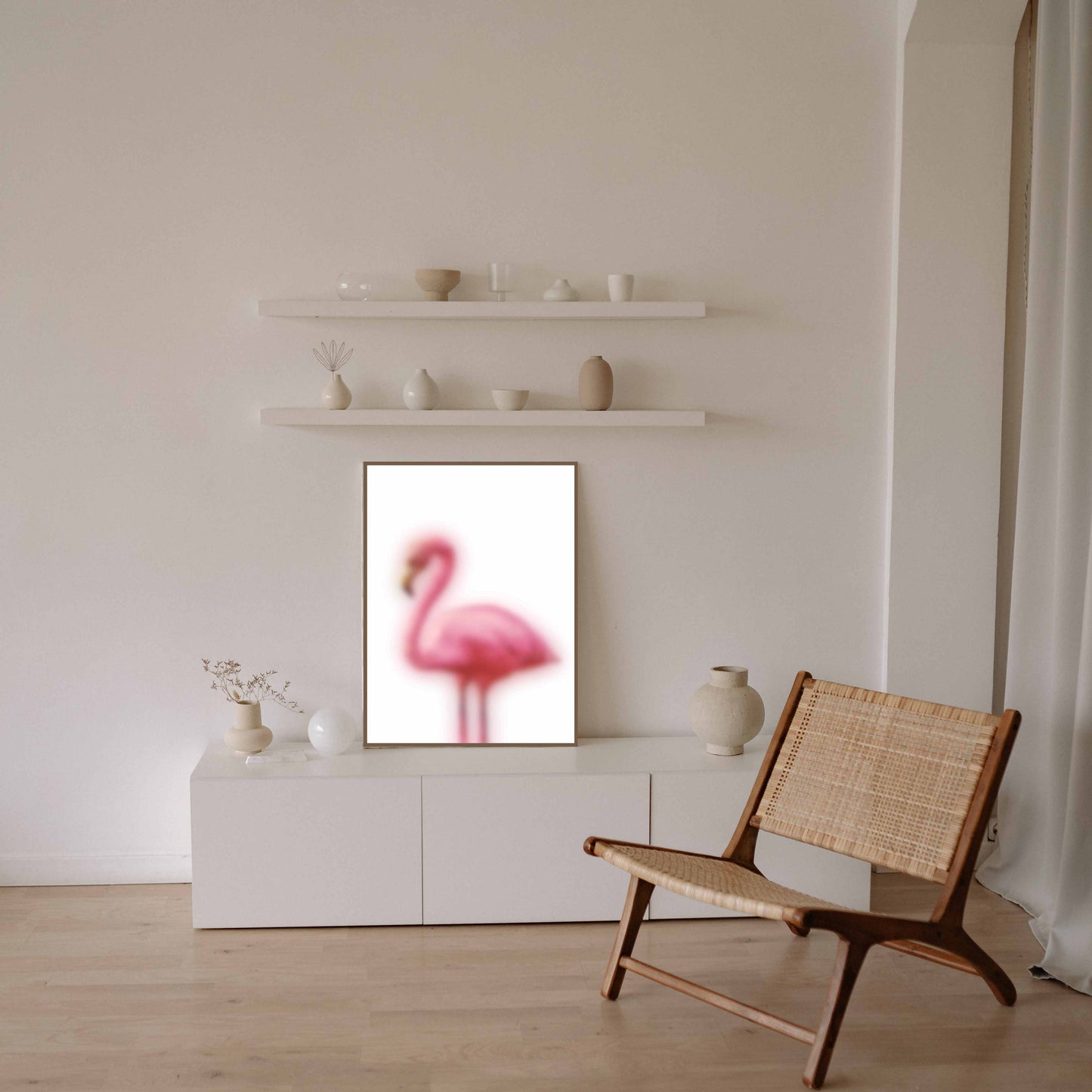 Blurry Flamingo - White
