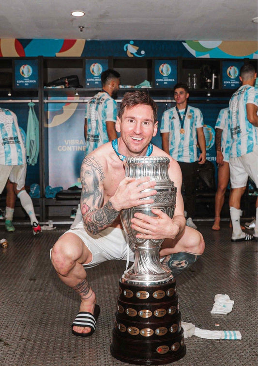 Lionel Messi - Celebrating With The Copa America Trophy