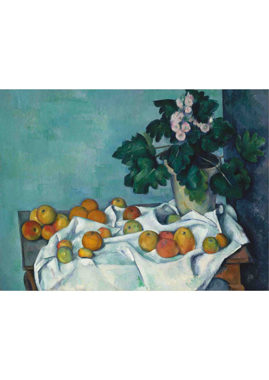 Still Life with Apples and a Pot of Primroses - Paul Cézanne 1890