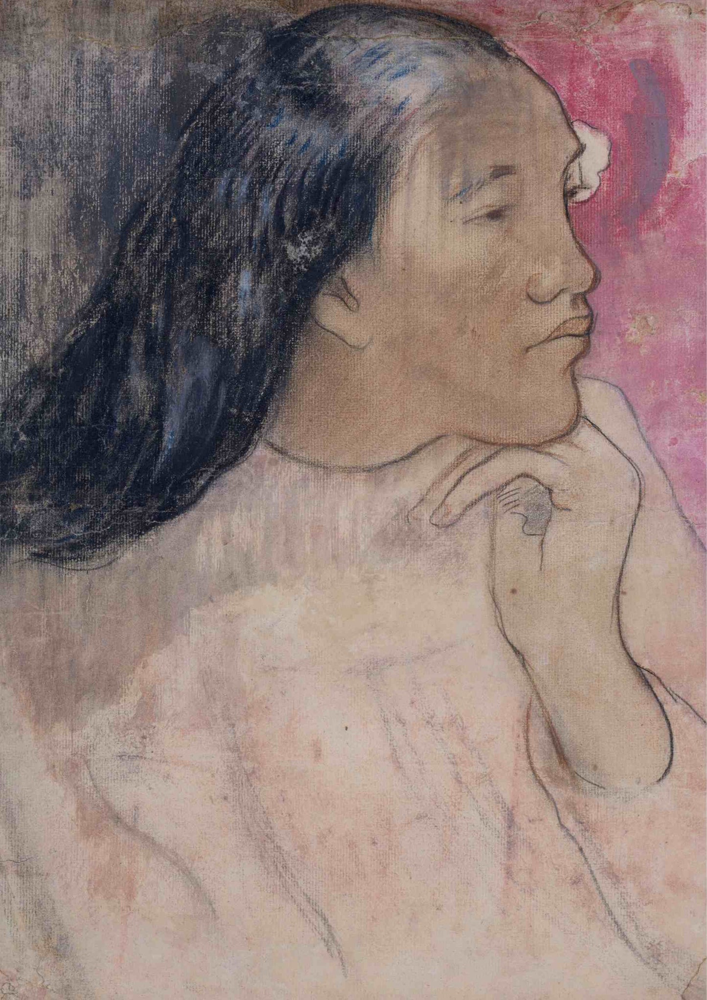 A Tahitian Woman with a Flower in Her Hair - Paul Gauguin 1891–92